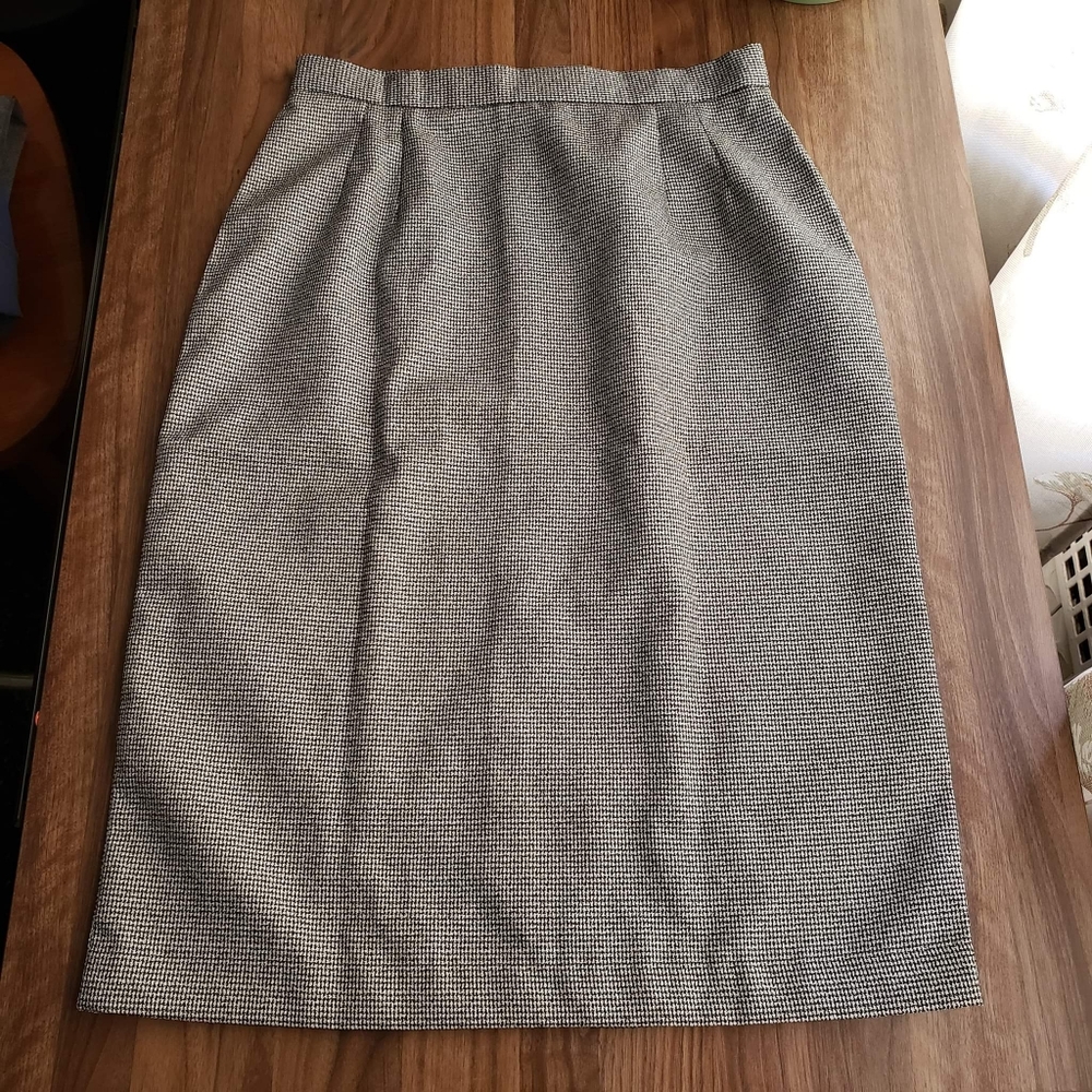 Set of 2 - Vintage Houndstooth & Gingham Print Pencil Skirts in Black/White Sz S - Picture 2 of 11